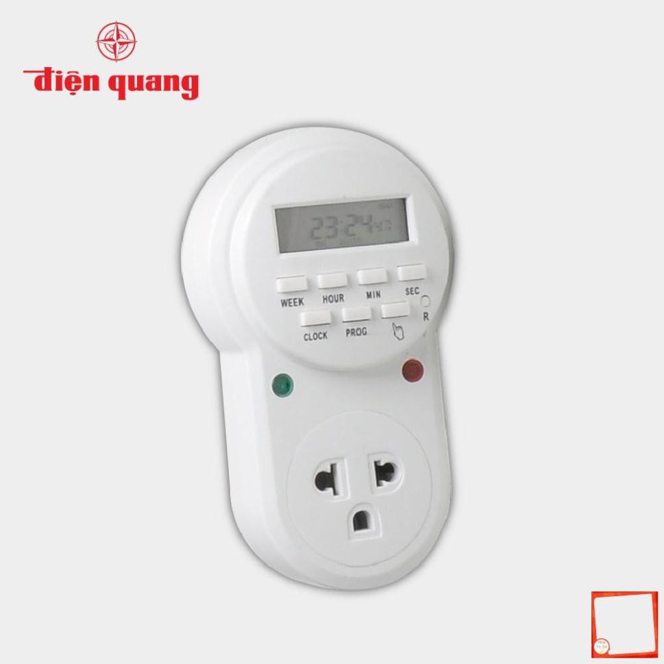 [Hàng chính hãng] Ổ cắm hẹn giờ Điện Quang ĐQ ESK DT12 W 13 (Điều chỉnh điện tử, 1 lỗ - 3 chấu, trắng)