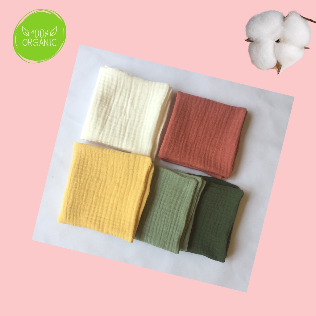 Khăn sữa xô Muslin organic 4 lớp, siêu mềm mại 100% bông organic