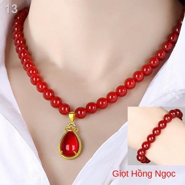 [Vòng cổ Chalcedony tự nhiên 50cm Vòng tay miễn phí] Mã não đỏ và xanh lục Món quà ngày của mẹ cho nữ