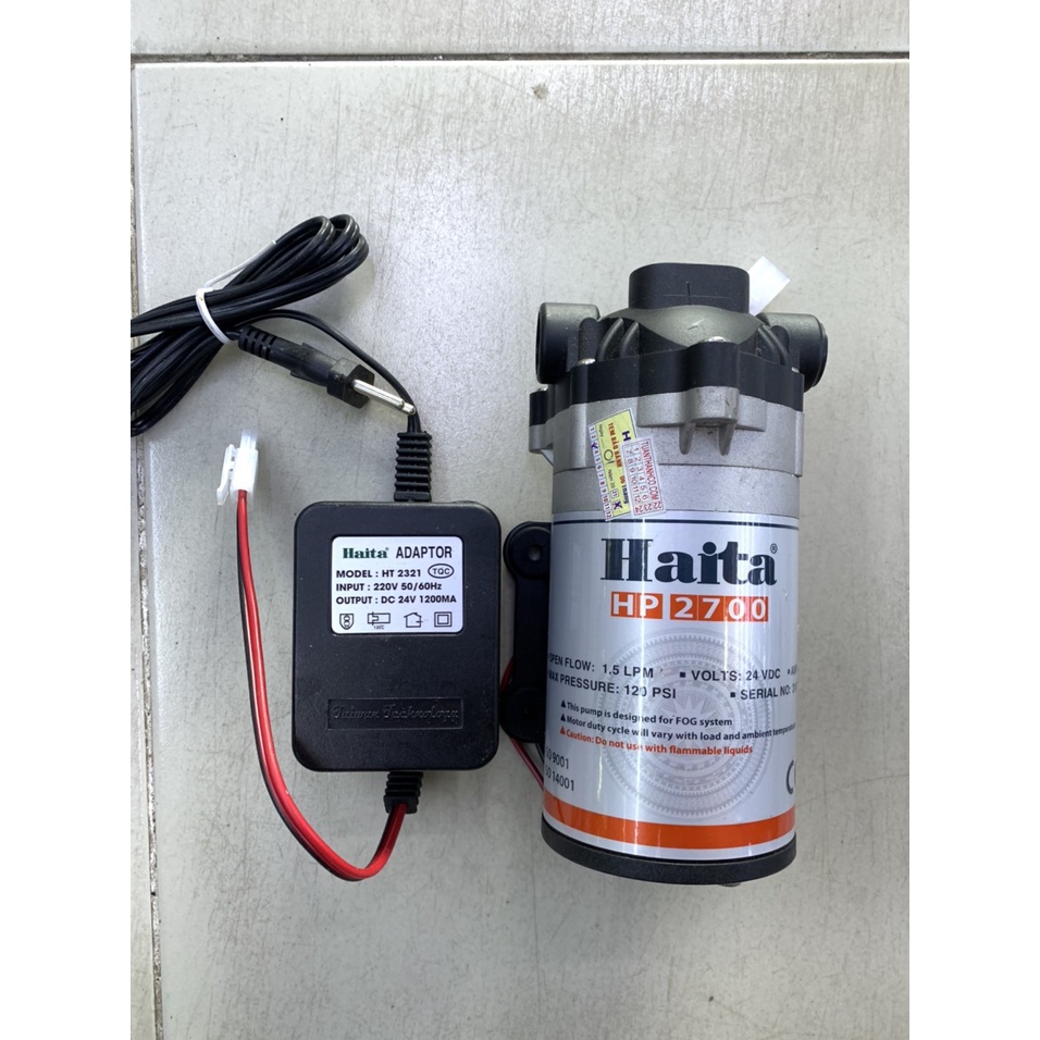 Bơm Phun Sương Làm Mát Tăng Áp Haita HP-2700 + Adaptor 24V Tưới Lan, Làm Mát Quán