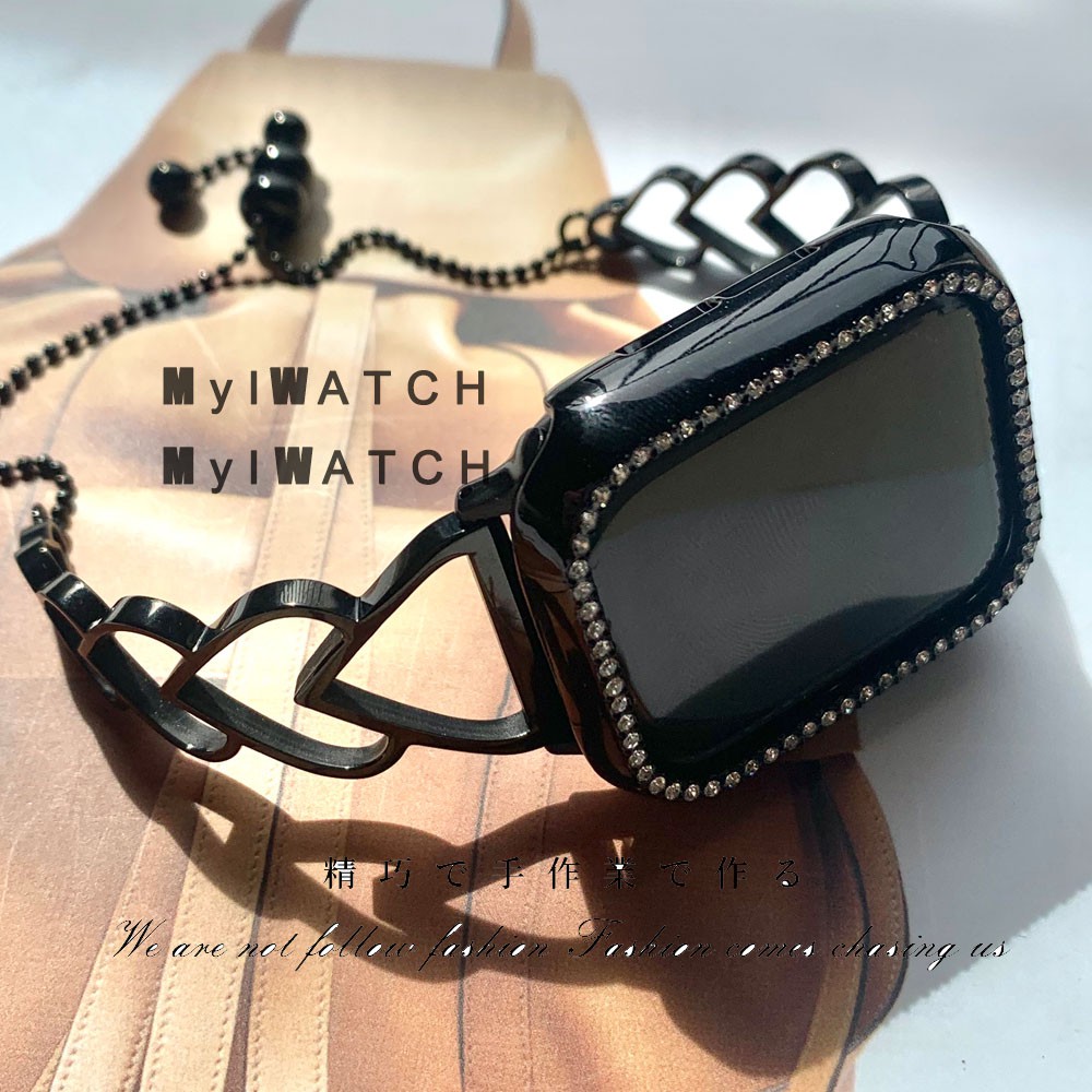 Dây đeo bằng thép không gỉ đính đá lấp lánh thích hợp cho đồng hồ Iphone Iwatch Series 4 3 2 1 38/40/42/44mm