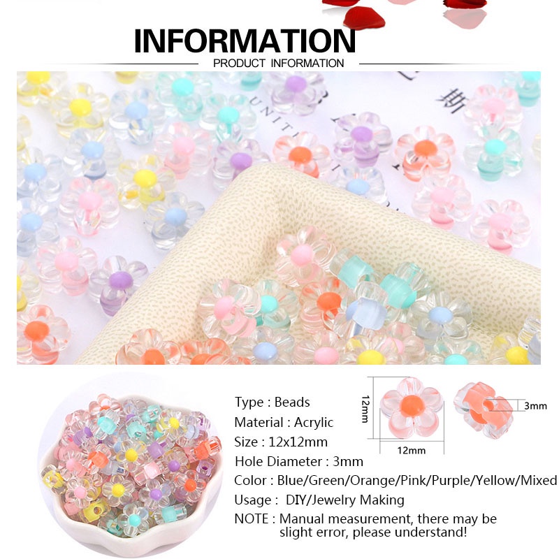 Bộ 50 Hạt Nhựa Trong Suốt Hình Hoa Hướng Dương Kích Thước 12mm Dùng Làm Trang Sức Thủ Công