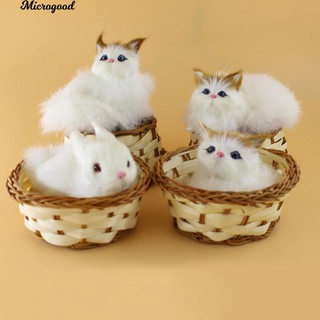 Mô hình thú cưng ngồi trong rổ mini dễ thương cho trang trí