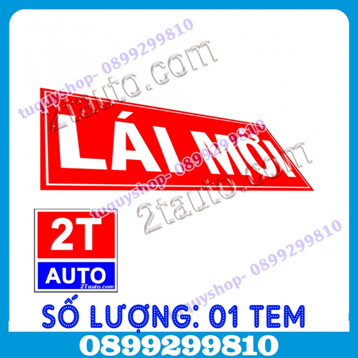 01 TEM DECAL CHỮ LÁI MỚI DÙNG CHO TÀI XẾ MỚI, NGƯỜI MỚI LÁI XE, LÁI MỚI NỀN ĐỎ, SKU laimoi-nendo