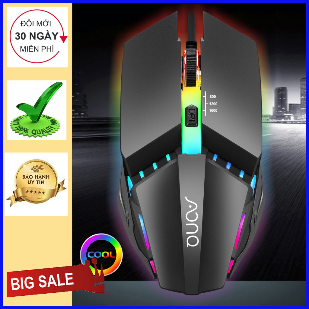 Chuột máy tính GAMING A-10 LED 7 màu cực Đẹp, Cực Nhạy chơi mọi tựa game, làm việc văn phòng BH 6 Tháng