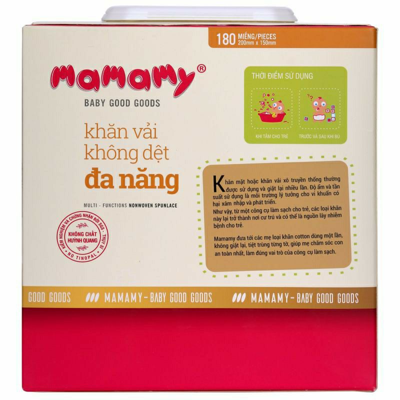 Khăn vải khô đa năng Mamamy 180 tờ có nắp