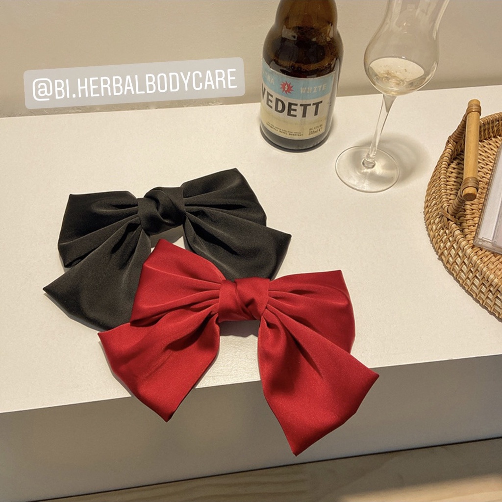 [Hàng thiết kế] Cột tóc kẹp tóc tiểu thư nơ to vải satin lụa handmade xinh xắn nhiều màu cho bạn nữ