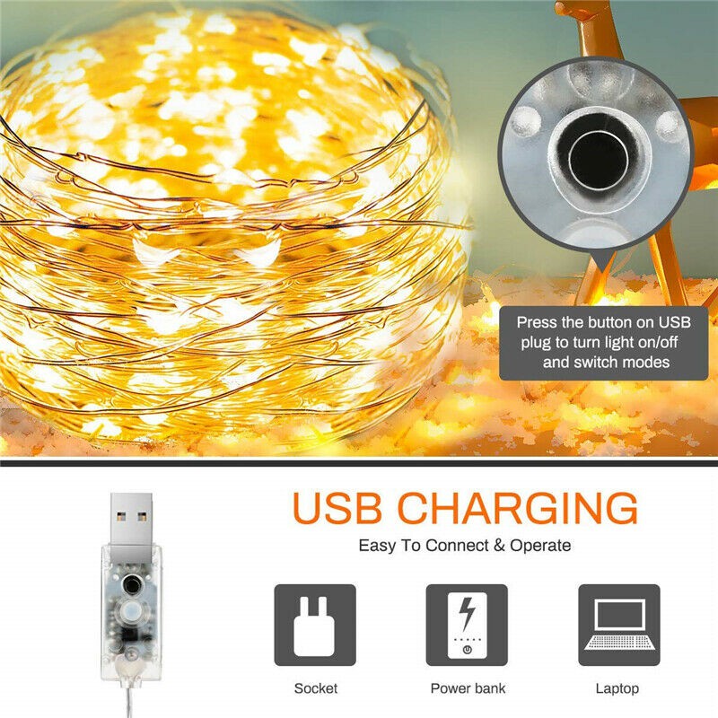 Dây Đèn Led Usb Có Nhạc Điều Khiển Từ Xa Trang Trí Tiệc Cưới / Giáng Sinh