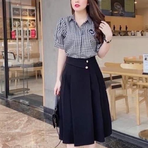 Chân váy dài midi_chân váy xòe công sở mã_046