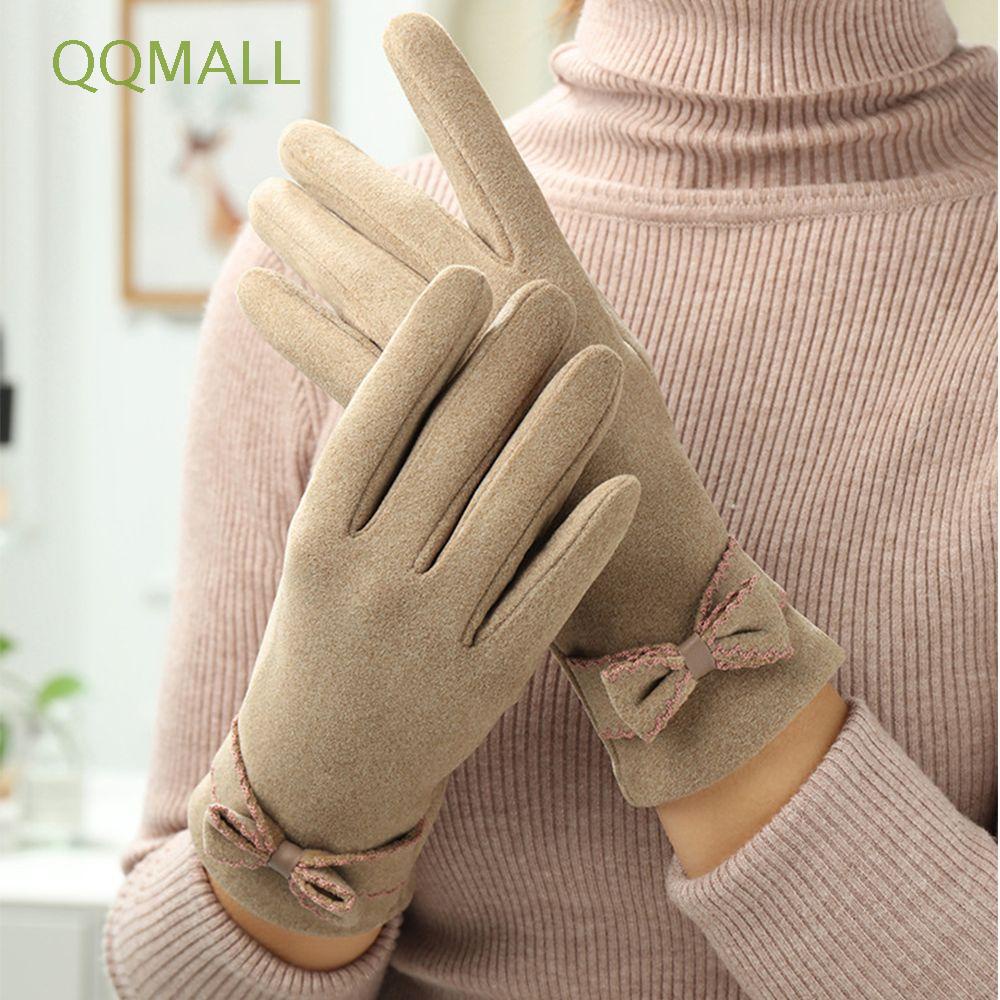 Găng Tay Thu Đông Màu Trơn Giữ Ấm Bảo Vệ Ngón Tay Phong Cách Hàn Quốc Cho Nữ