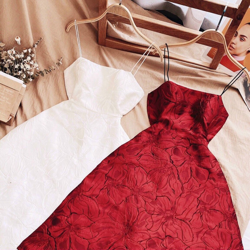 Đầm dự tiệc Gấm 2 dây sang trọng, quý phái | BigBuy360 - bigbuy360.vn