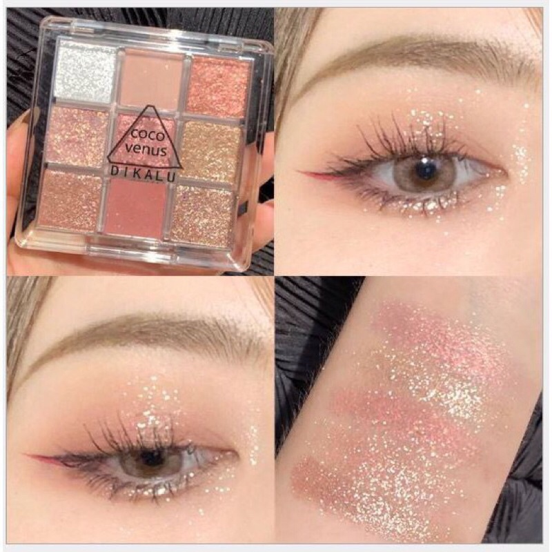 Bảng Mắt Nhũ 9 Ô Dikalu Baby Tông Màu Nâu Cam Vàng Siêu HOT