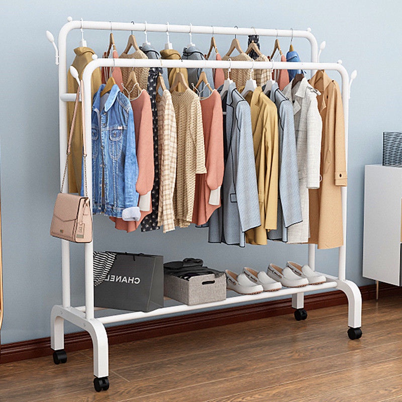 Kệ quần áo 4 tầng chữ L có móc treo túi xách, mũ, tủ quần áo