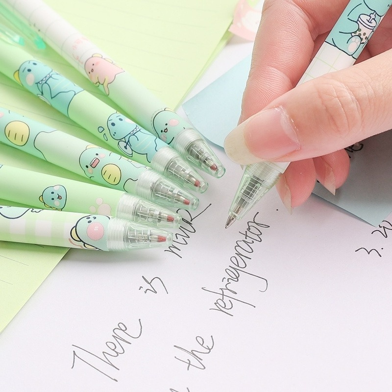 Bút Mực Bấm Vỏ Nhựa 0.5mm Hình Khủng Long Hoạt Hình