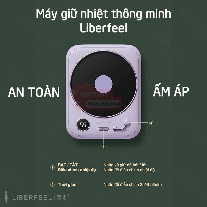 Máy giữ nhiệt thông minh Liberfeel giữ nóng đồ uống với 3 mức nhiệt độ cực tiện lợi-Đế giữ nhiệt,máy hâm nóng đồ uống