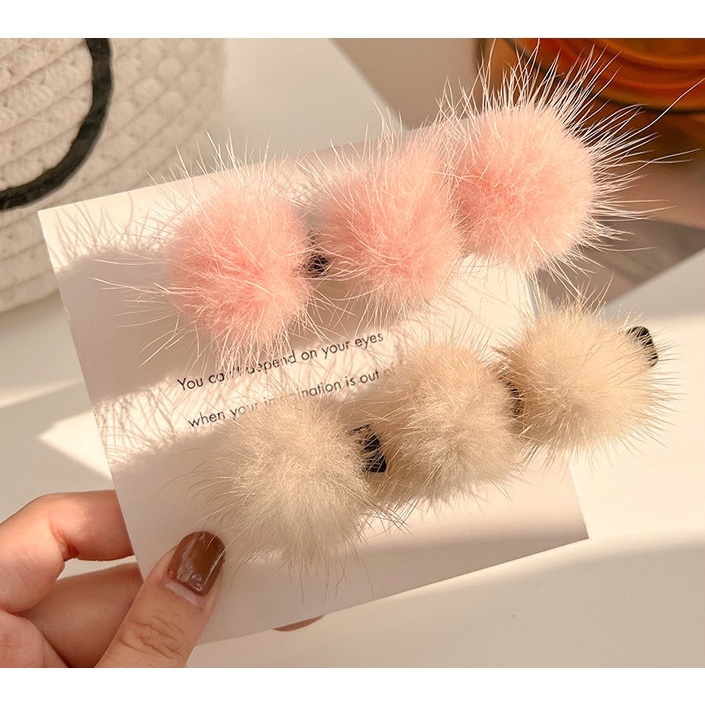 Kẹp tóc mái bông gòn tạo kiểu dễ thương phong cách Hàn Quốc cho nữ