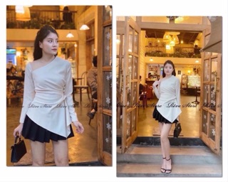 [HOT HOT] Áo lụa lệch vai đính ngọc