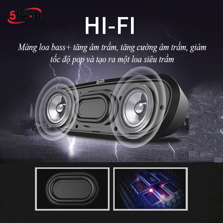 Loa Bluetooth Mini 5Tech Âm Thanh Ấm Trầm Cực Đỉnh - Hàng Chính Hãng - Bảo hàng 12 tháng