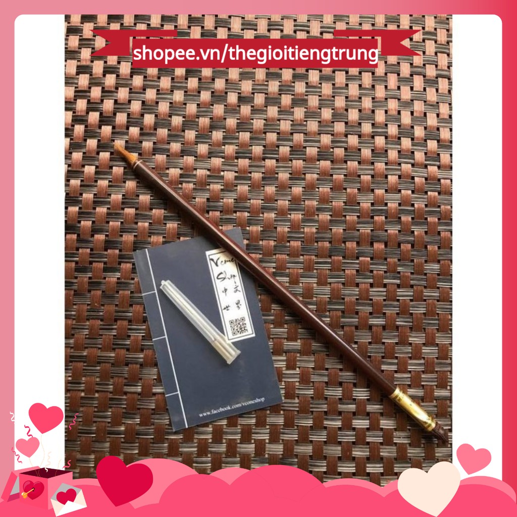 Bút thư pháp bút lông bút tiểu khải thân gỗ quà tặng xinh xắn đáng yêu