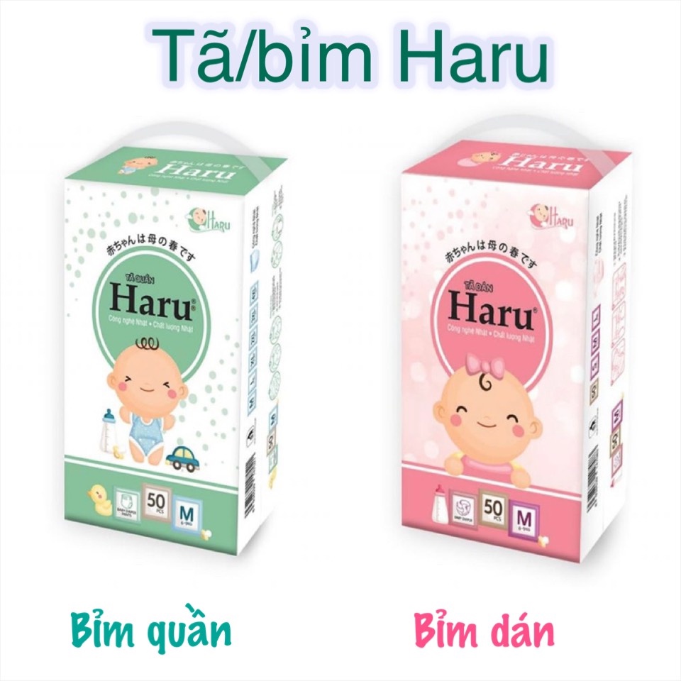 Tã/Bỉm HARU xuất Nhật Dán/Quần size S50/M50/L50/XL50/2XL50/3XL50/4XL42/5XL42