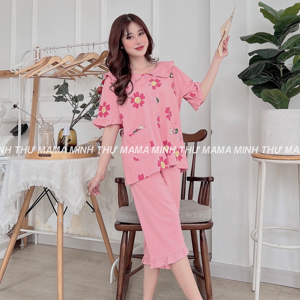 Bộ bầu - bộ sau sinh - chất liệu cotton - kiểu mới thời trang ( lá sen bông COOL lửng )
