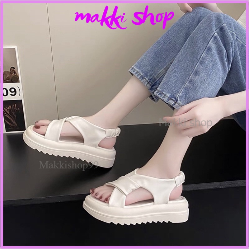 Sandal chun xoắn siêu xinh mới, sandal nữ đế răng cưa cao 4cm MAKKI SHOP