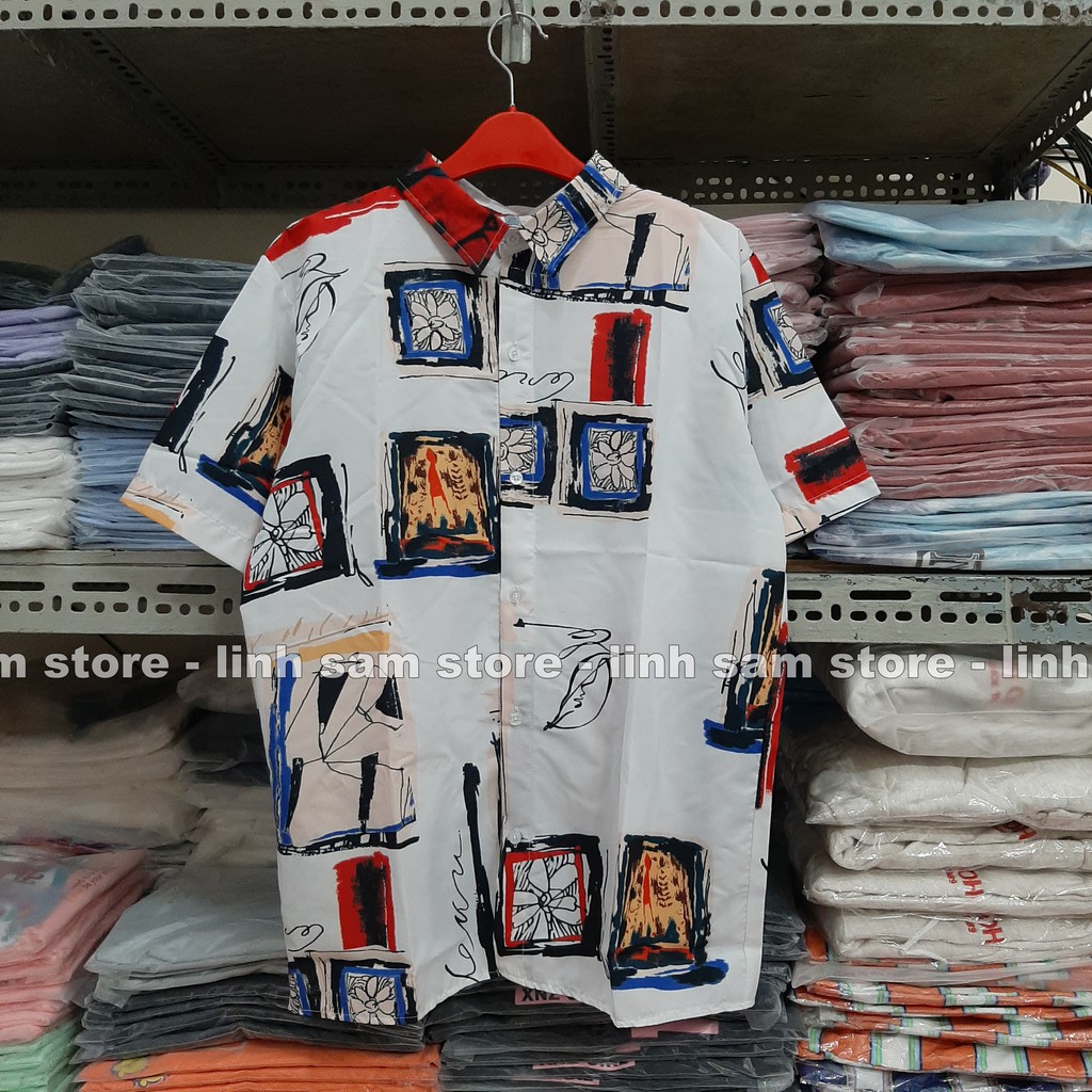 Áo sơ mi nữ in 3D cổ bẻ tay ngắn - lỡ dáng ulzzang freesize form rộng unisex mặc cặp, nhóm, in HÌNH VINTAGE Ô TRANH | BigBuy360 - bigbuy360.vn