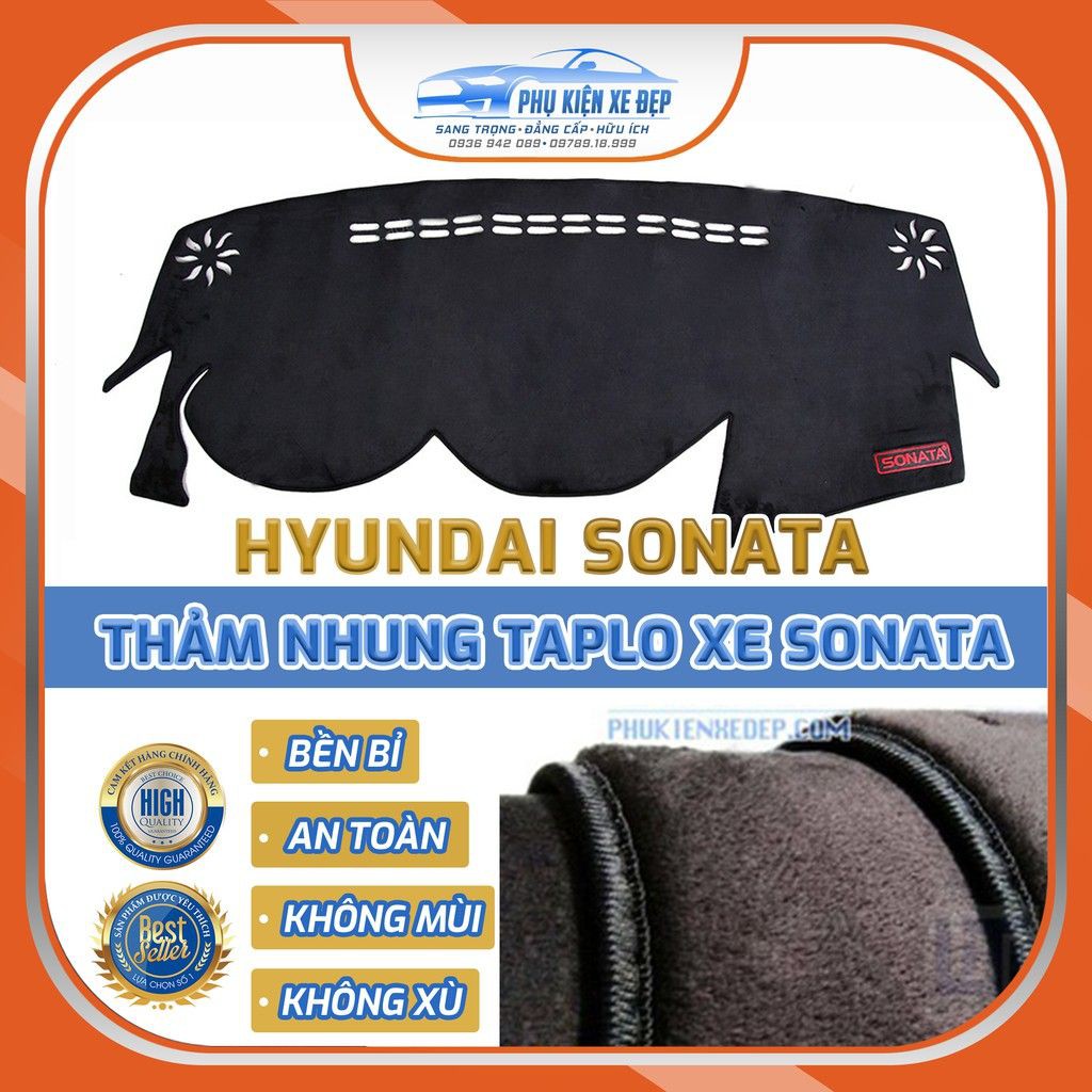 Thảm chống nóng taplo xe SONATA chất liệu Nhung Lông cừu 3 lớp chống Trượt, đặt hàng ghi chú rõ Năm sản xuất của xe