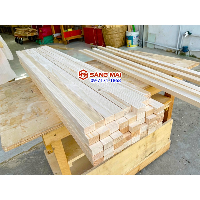 [MS111] Thanh gỗ thông 2cm x 3cm x dài 1m + láng mịn 4 mặt
