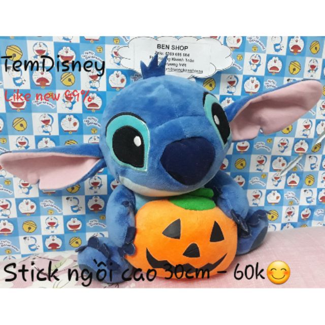 Gấu bông Stick ôm bí đỏ Halowen - ngồi cao 30cm - Like new 99% - Tem Disney chính hãng - 60k💟