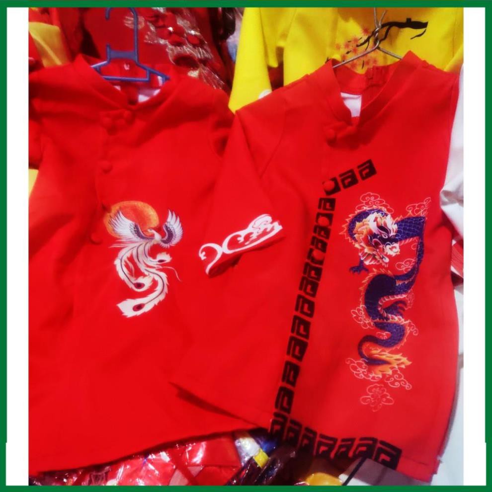 ÁO DÀI CÁCH TÂN TRẺ EM IN HỌA TIẾT PHƯỢNG, RỒNG MẪU ĐẸP, ÁO BÉ TRAI ADTEINHTR-Đỏ 3