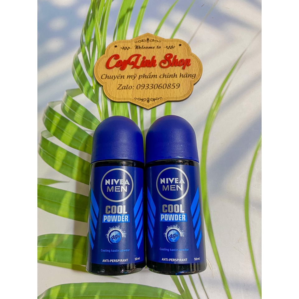 Lăn khử mùi NIVEA MEN Cool Powder hương dịu nhẹ 50ml chính hãng