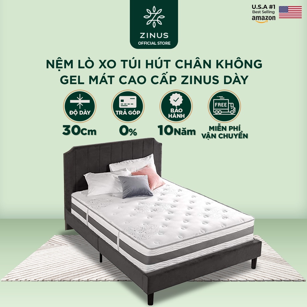 Nệm Lò Xo Túi Hút Chân Không Cao Cấp Gel Mát Zinus