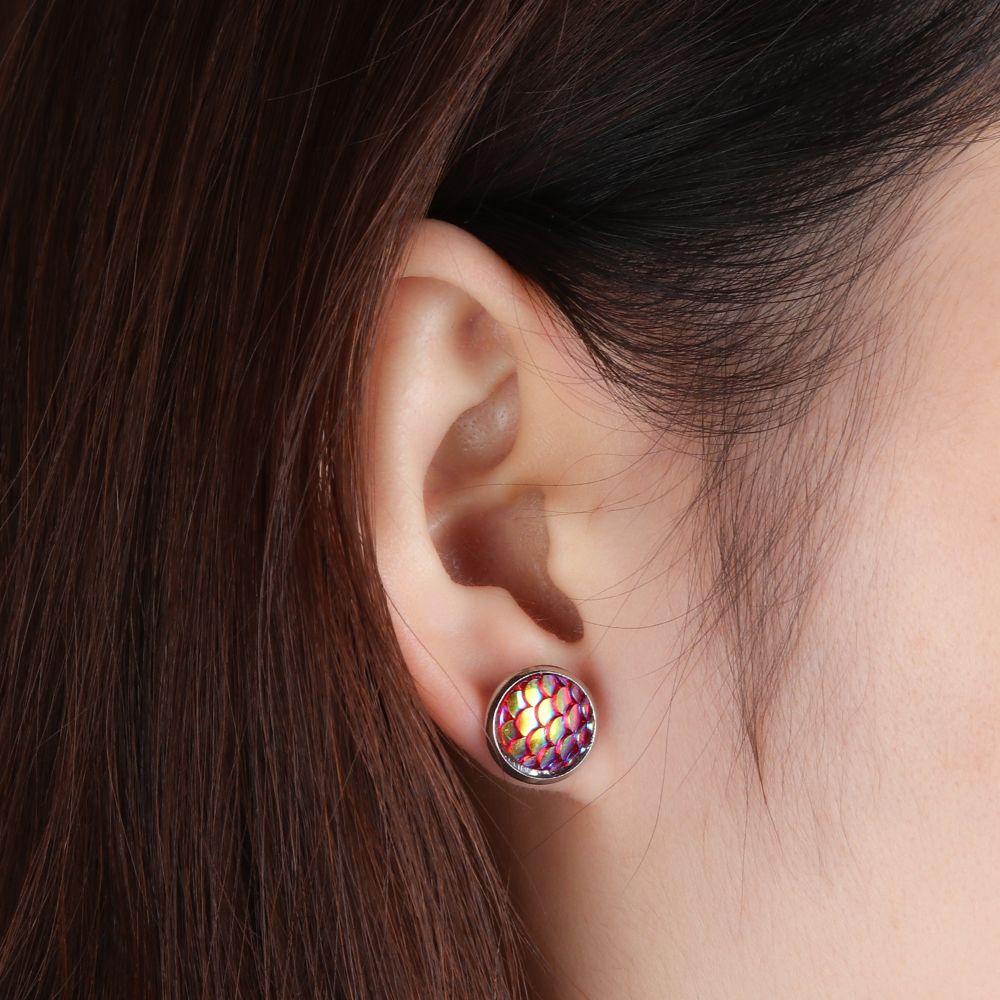 Set 6 Đôi Bông Tai Họa Tiết Vảy Cá Thời Trang Dự Tiệc|Trang Sức Vòng Tròn