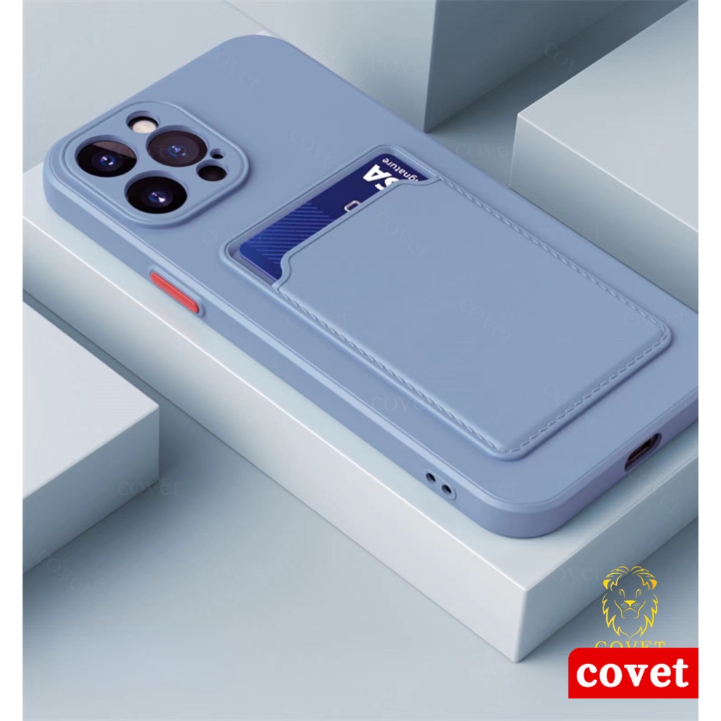 Ốp Điện Thoại Silicon Mềm Chống Sốc Có Ngăn Đựng Thẻ Kèm Kẹp Cho iPhone 13 12 11 Pro Max X XS Max XR 7 8 Plus SE 2020