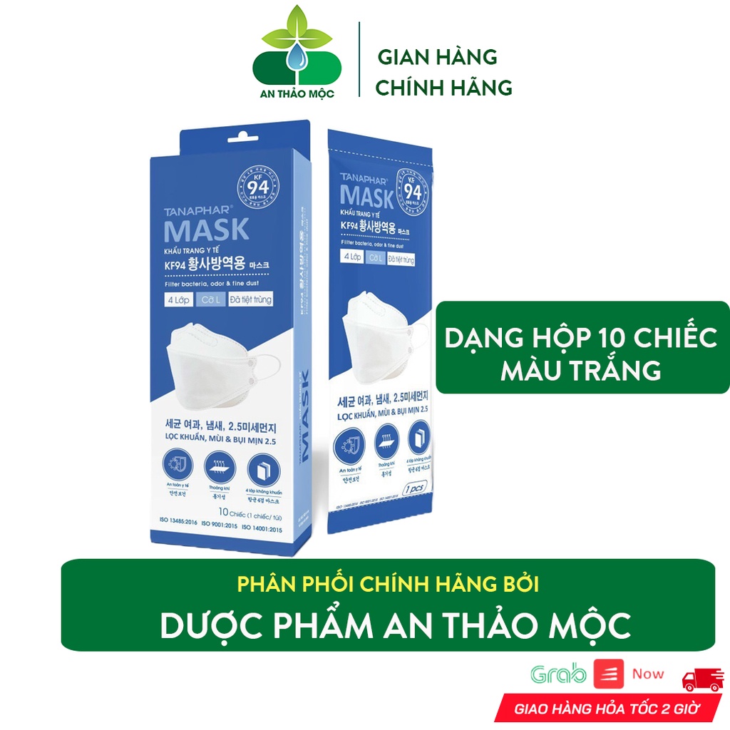 Khẩu Trang Y Tế Than Hoạt Tính KF94 Mask Tanaphar 4 Lớp.Lọc Khuẩn Mùi Bụi Mịn 2.5