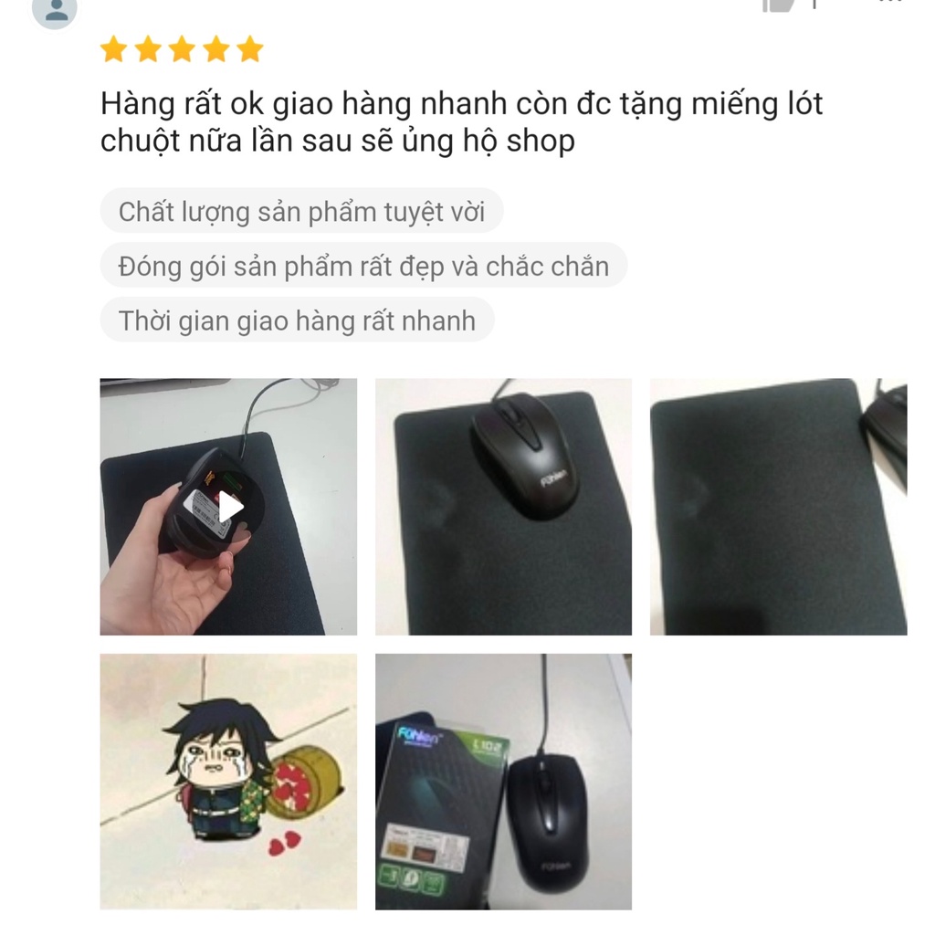 Chuột máy tính có dây OEM Fuhlen L102, TẶNG NGAY miếng lót chuột độ bám cực tốt, BẢO HÀNH 12 tháng