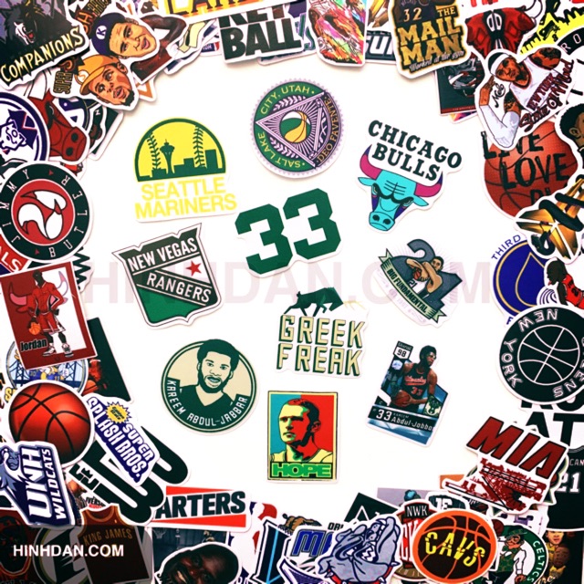 NBA Stickers - Hình dán Bóng Rổ - Chất liệu PVC cao cấp chống nước - Kích thước 4-7cm - Sticker Việt Nam