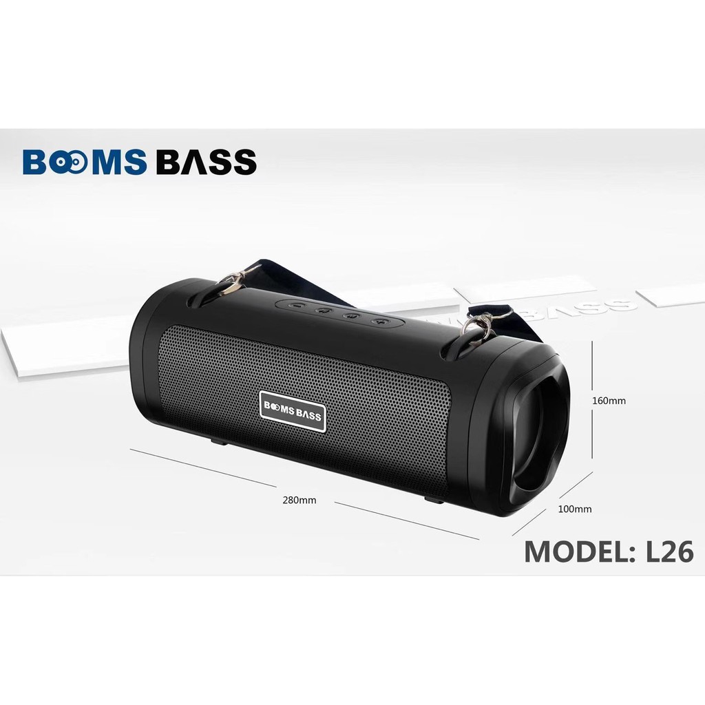 Loa Bluetooth siêu bass BOOMBASS L26, Pin mặt trời hiện đại, hỗ trợ USB, Thẻ nhớ