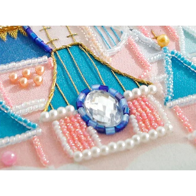 Bộ Kit Gói Dụng Cụ Thêu Tay Thủ Công có đính Cườm Ngọc - Lâu Đài Happy Castle - Nguyên liệu DIY Handmade Embroidery MIE