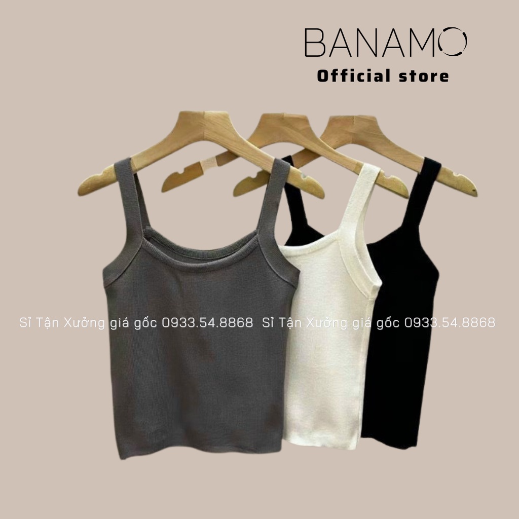Áo 2 dây croptop chất len tăm siêu đẹp thời trang Banamo Fashion 2 dây croptop chất len tăm 3416