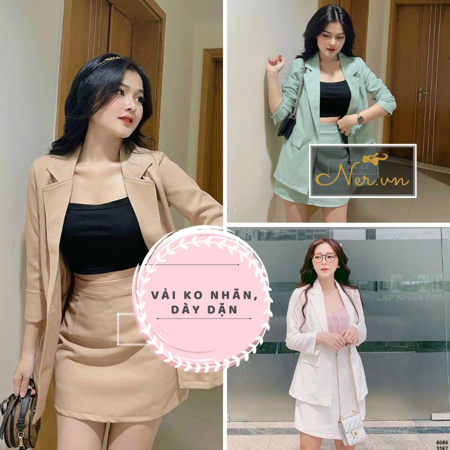 Vest-Blazer công sở, 5 màu siêu xinh, Freesize bản thun sau, khóa kéo gài nút trước Chất Cotton chéo dày mịn, NER-N116
