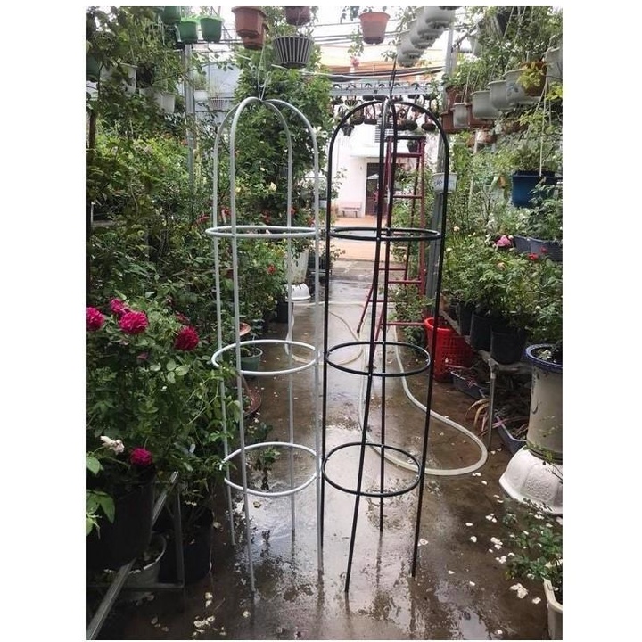 Khung đỡ, giá đỡ hoa hồng leo, cây hoa leo, trang trí màu trắng cao 1,8m, ĐK 40cm, chiết liệu thép ống 13mm