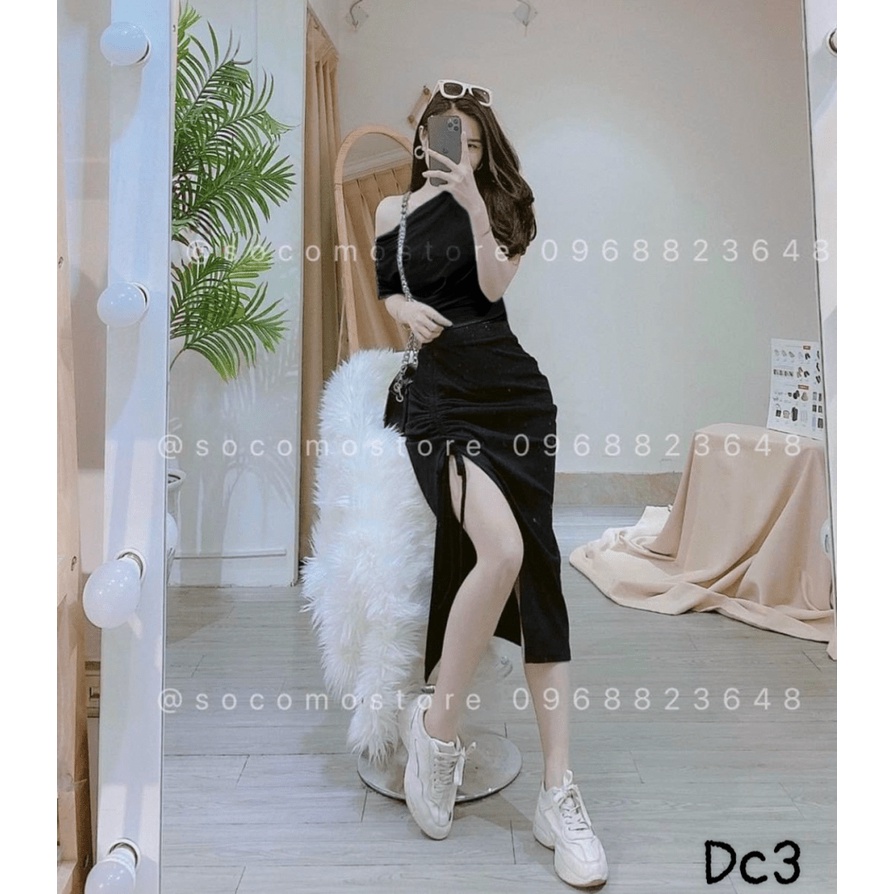 (MẪU MỚI) SÉT ÁO VÁY XẺ ĐÙI THUN GÂN BODY SEXY SANG CHẢNH HHP FASHION