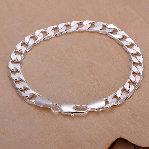 Vòng Tay Dây Xích Dẹt 8MM Bằng Bạc Sterling 925 Thời Trang Mới Cho Nữ