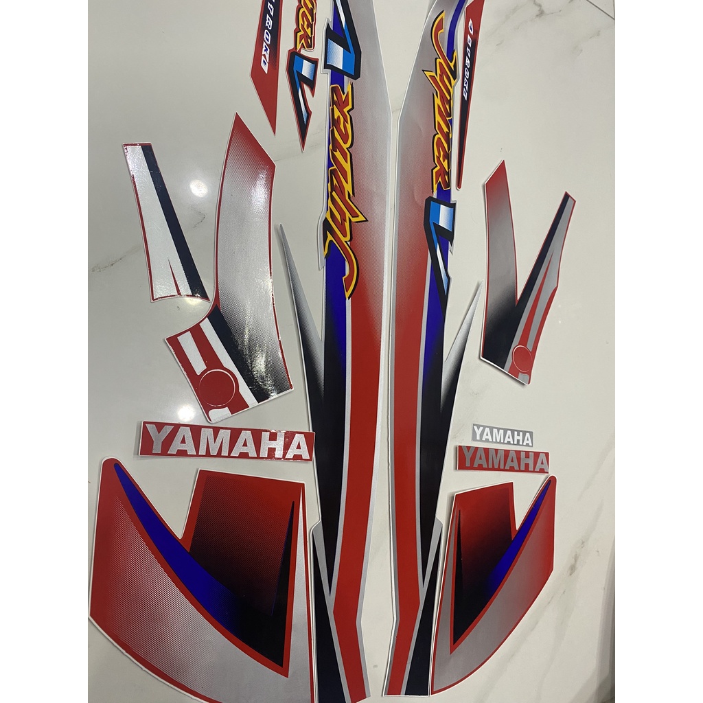 Nguyên bộ tem rời 3 lớp zin thái dán xe máy Yamaha Jupiter V màu đỏ