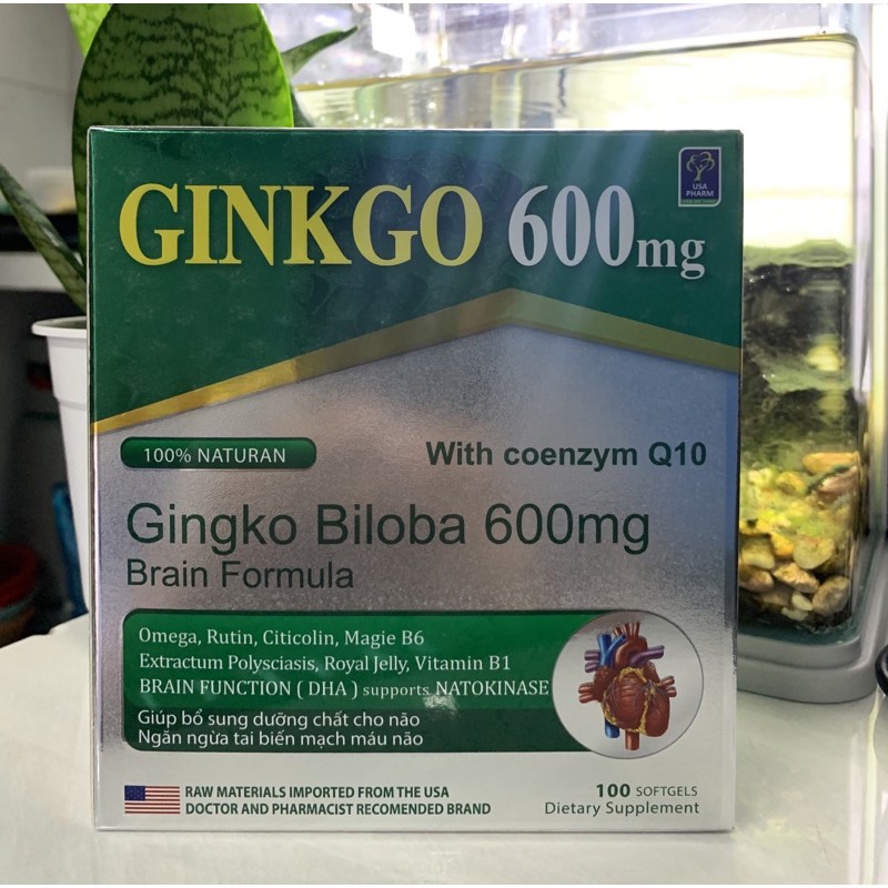 Ginkgo 600mg with coenzym Q10 viên uống hoạt huyết dưỡng não