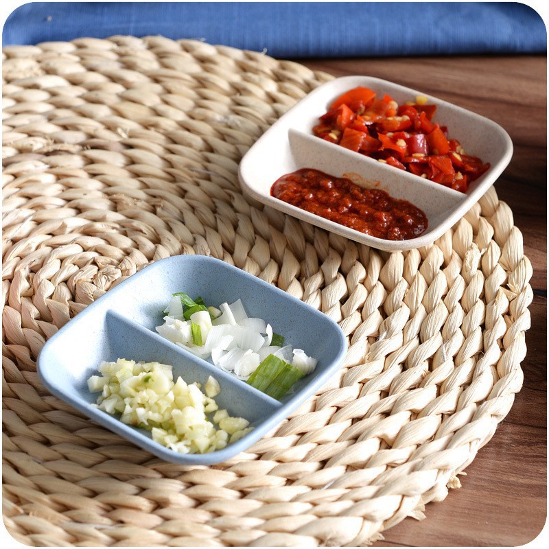 Chén đựng gia vị chất liệu lúa mạch 2 ngăn