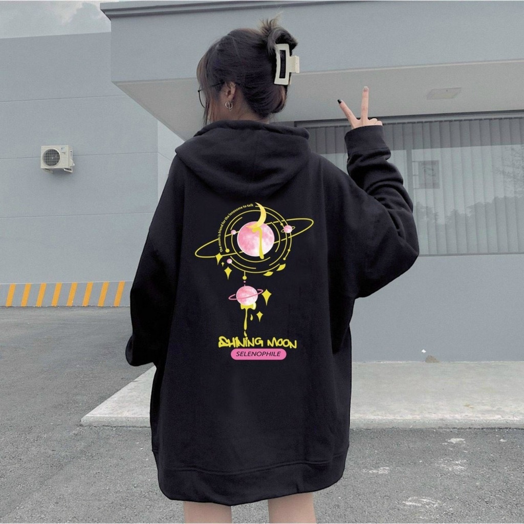 Áo khoác hoodie nam nữ form rộng có mũ in chữ ENT 2 màu đen trắng