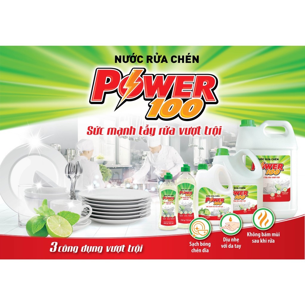 [HC GIFT] Nước rửa chén POWER100 400G